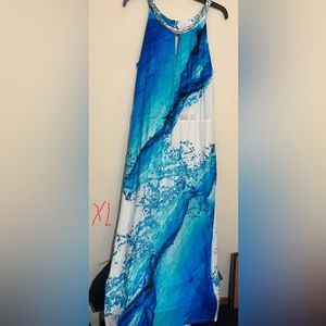 Watercolor Fully Lined Embellished Neck with Silver Hardware Excellent condition